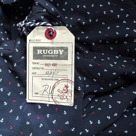 Rugby University Shirt Button Front Short Sleeve Nautical theme Anchors - Picture 8 of 10